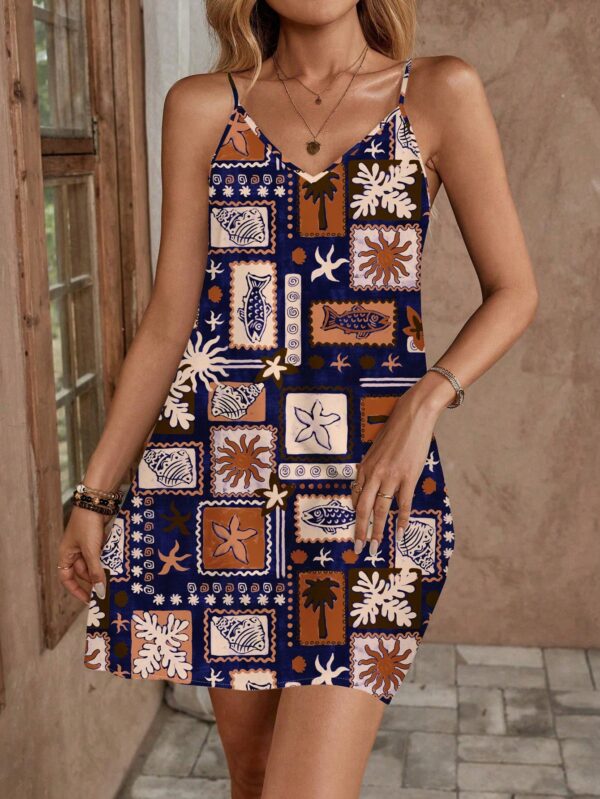 Vestido Mini Casual con Estampado Floral y Tirantes Espaguetis - Image 65