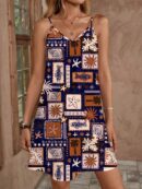 Vestido Mini Casual con Estampado Floral y Tirantes Espaguetis
