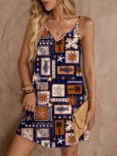Vestido Mini Casual con Estampado Floral y Tirantes Espaguetis