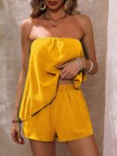 Conjunto Casual de Tubo y Shorts en Color Sólido para Mujer