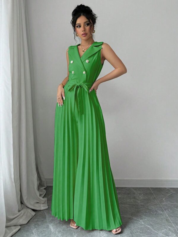 Mono Elegante de Doble Botonadura con Pliegues y Cinturón - Image 33