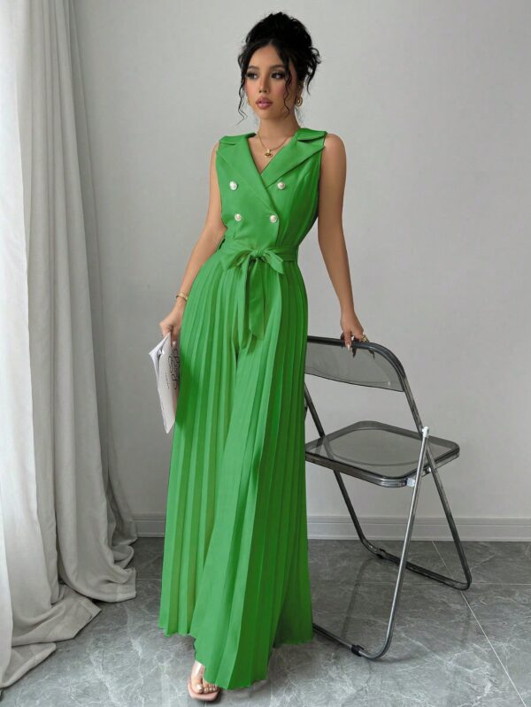 Mono Elegante de Doble Botonadura con Pliegues y Cinturón - Image 35