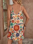 Vestido Mini Casual con Estampado Floral y Tirantes Espaguetis