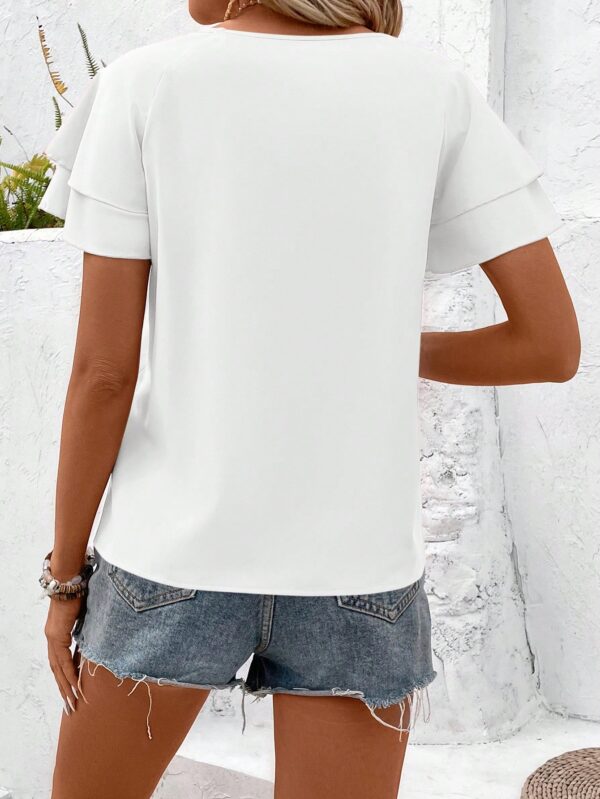 Camisa Casual de Verano con Mangas de Volantes en Color Sólido - Image 14