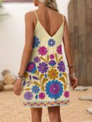 Vestido Mini Casual con Estampado Floral y Tirantes Espaguetis