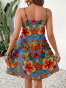 Vestido Mini Casual con Estampado Floral y Tirantes Espaguetis
