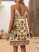 Vestido Mini Casual con Estampado Floral y Tirantes Espaguetis