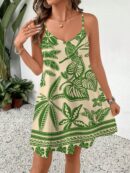 Vestido Mini Casual con Estampado Floral y Tirantes Espaguetis