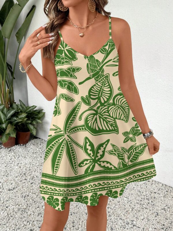 Vestido Mini Casual con Estampado Floral y Tirantes Espaguetis - Image 80