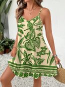 Vestido Mini Casual con Estampado Floral y Tirantes Espaguetis