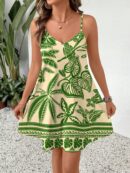 Vestido Mini Casual con Estampado Floral y Tirantes Espaguetis