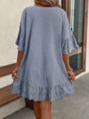 Vestido de Verano Casual con Encaje y Cuello en V