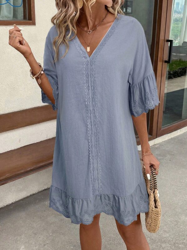 Vestido de Verano Casual con Encaje y Cuello en V - Image 5