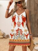 Vestido Mini Casual con Estampado Floral y Tirantes Espaguetis