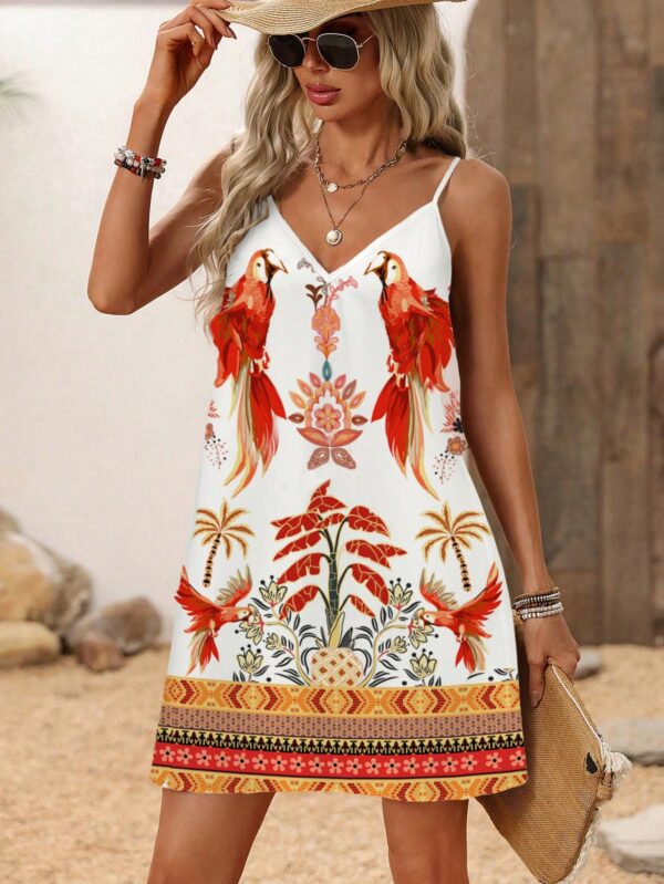 Vestido Mini Casual con Estampado Floral y Tirantes Espaguetis - Image 97