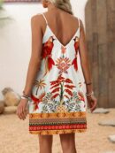 Vestido Mini Casual con Estampado Floral y Tirantes Espaguetis