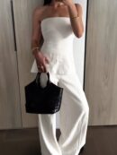 Set de Pantalón y Top Bandeau de Color Sólido para Mujer